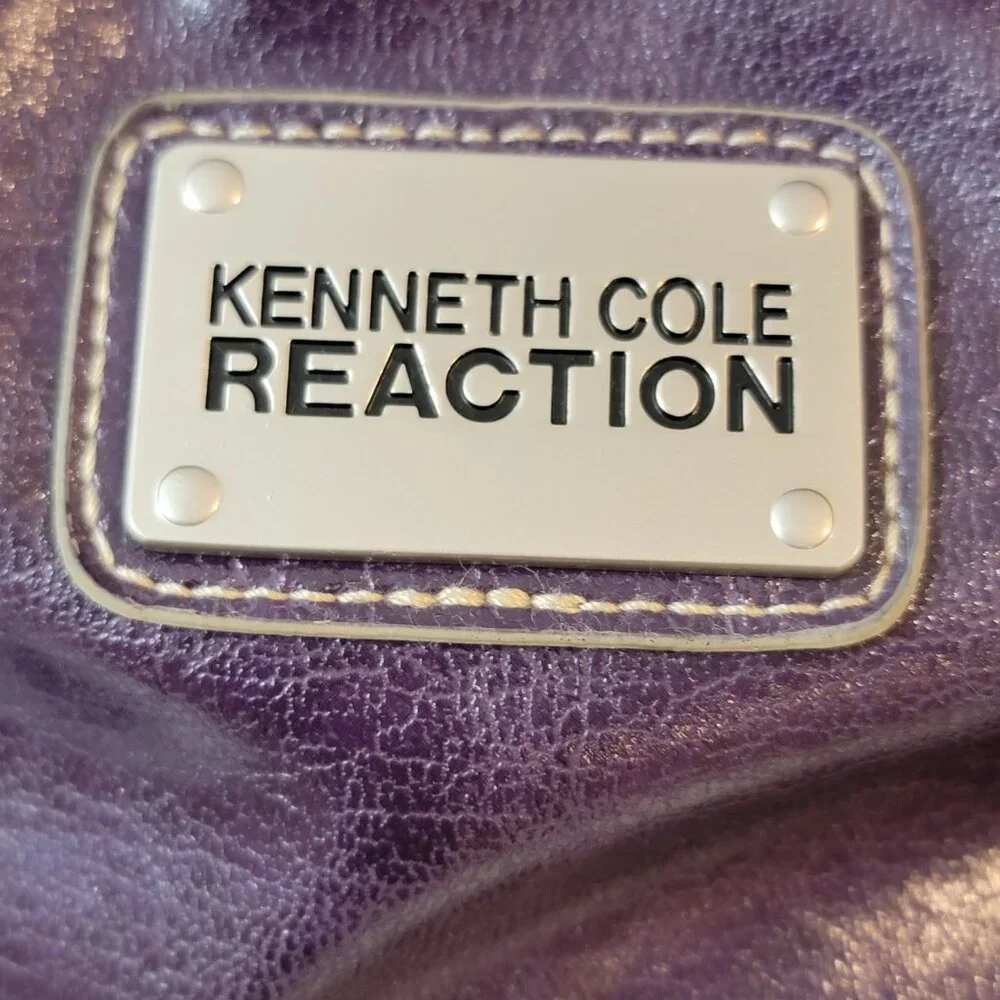 KENNETH COLE REACTION Purple Distressed Faux Leather Shoulder Bag Tote - Picture 2 of 8
